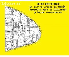 SOLAR EDIFICABLE CON PROYECTO PARA 13 VIVIENDAS. MOAÑA CENTRO.