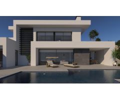 Villa moderna con piscina privada y vista al mar en Cumbre del Sol, Lirios.