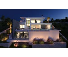 Villa moderna con piscina privada y vista al mar en Cumbre del Sol, Lirios.