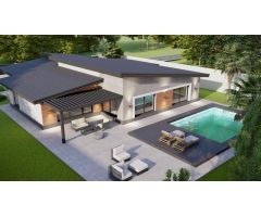 Chalet de obra nueva con piscina