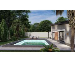 Chalet de obra nueva con piscina