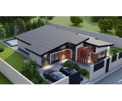 Chalet de obra nueva con piscina