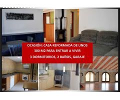 OCASION: CASA ESQUINERA REFORMADA DE UNOS 300M2. GARAJE 2 COCHES, 3 DORMITORIOS DOBLES, 2 BAÑOS