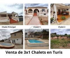 VENTA DE 3X1 CHALETS EN TURIS