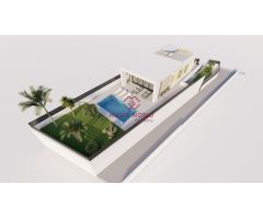 Chalets de obra nueva de una planta con piscina privada en Torrevieja