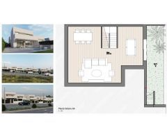Pareado 3 dormitorios y salita 9.5 m2, piscina propia, jardín 160 m2, semisótano 63 m2, aparcamiento