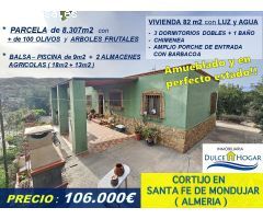 FABULOSO CORTIJO EN VENTA en SANTA FE DE MONDUJAR/ PARCELA 8.307m2 con VIVIENDA 82m2 / 3 DORMITORIOS
