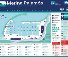 Amarra grande, de 4,5 x 14 m en la Marina de Palamos.