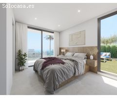 Chalets en construcción estilo vanguardista entre el mar y la cuidad.