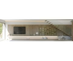 Chalets en construcción estilo vanguardista entre el mar y la cuidad.