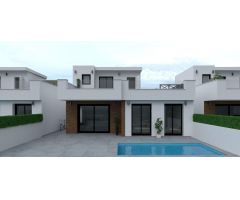 Villas con 3 dormitorios, 3 baños, piscina privada con solarium en zona de San Pedro del Piñatar