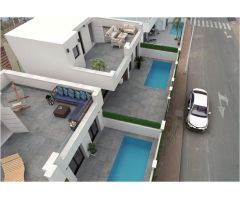 Villas con 3 dormitorios, 3 baños, piscina privada con solarium en zona de San Pedro del Piñatar